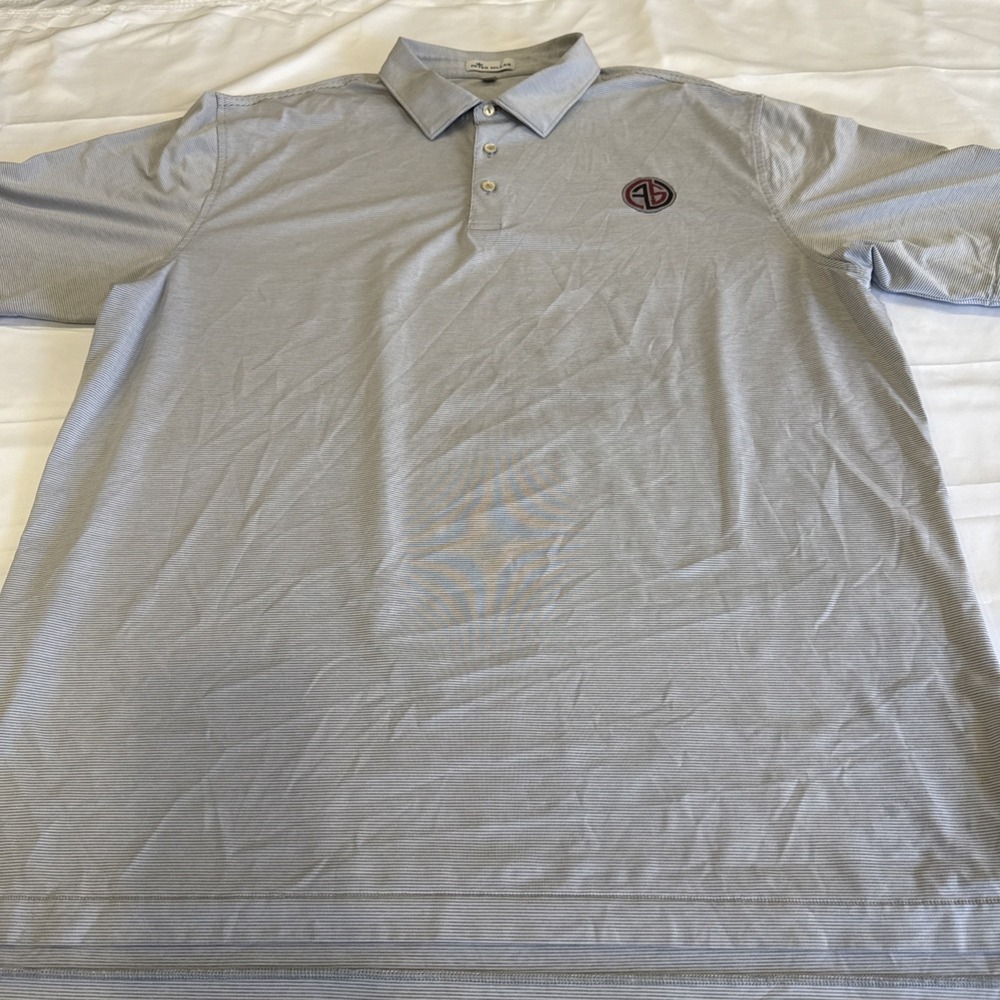 Peter‎ Millar Polo Mens XXL Gray Striped Rosita Cup/Nicklaus Embroidered Shirt